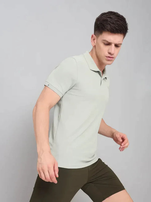 Men Solid Slim Fit Polo T-shirt with MATPIQ