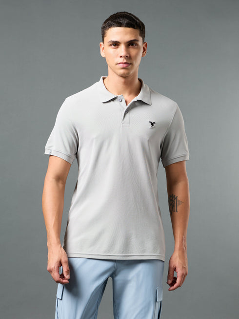 Men Solid Slim Fit Polo T-shirt with MATPIQ