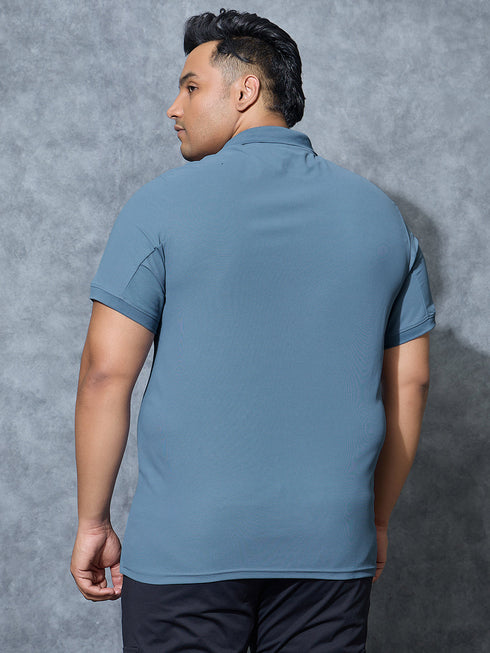 Men Plus Size Solid Polo T-shirt with MATPIQ