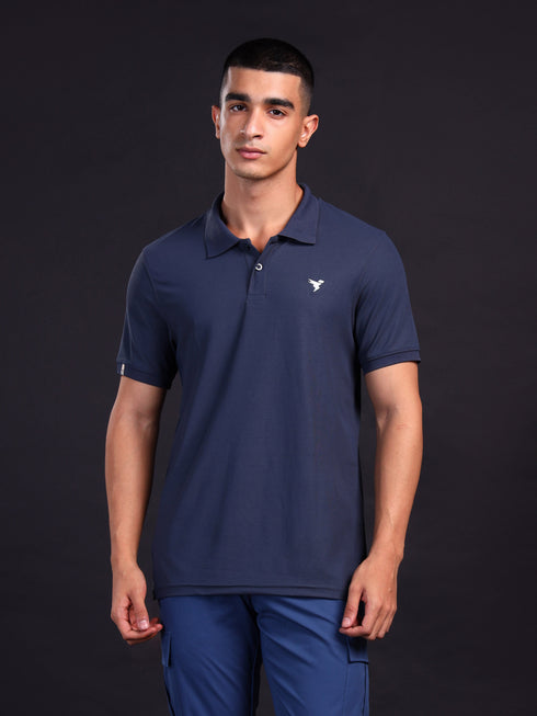 Men Solid Slim Fit Polo T-shirt with MATPIQ