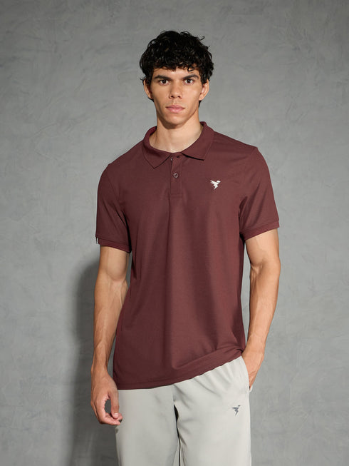 Men Solid Slim Fit Polo T-shirt with MATPIQ