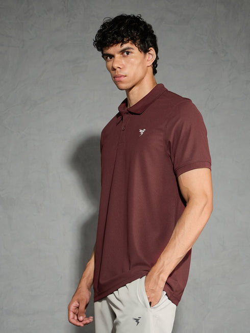 Men Solid Slim Fit Polo T-shirt with MATPIQ