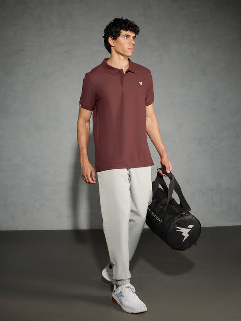 Men Solid Slim Fit Polo T-shirt with MATPIQ