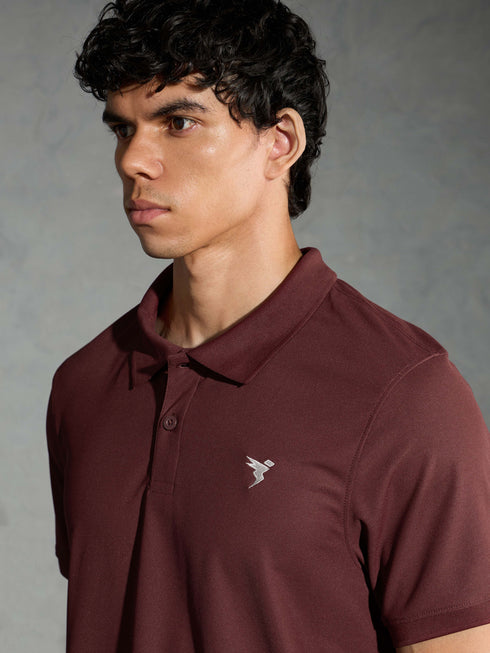 Men Solid Slim Fit Polo T-shirt with MATPIQ