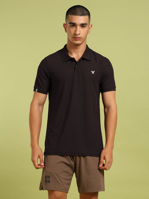 Men Solid Slim Fit Polo T-shirt with MATPIQ