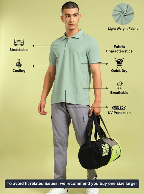 Men Solid Slim Fit Polo T-shirt with MATPIQ