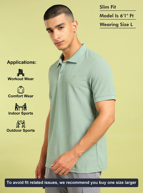 Men Solid Slim Fit Polo T-shirt with MATPIQ