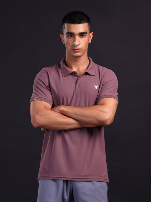 Men Solid Slim Fit Polo T-shirt with MATPIQ