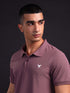 Men Solid Slim Fit Polo T-shirt with MATPIQ
