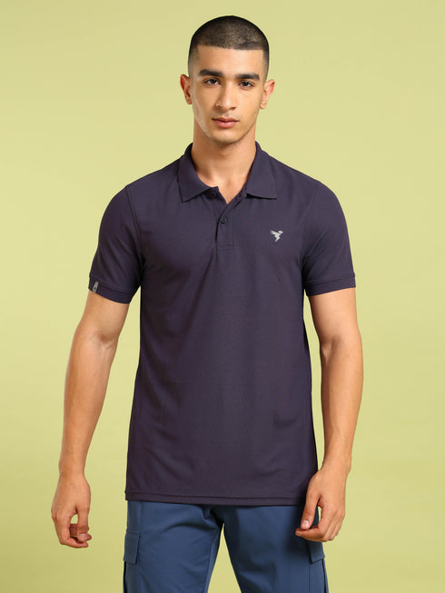 Men Solid Slim Fit Polo T-shirt with MATPIQ
