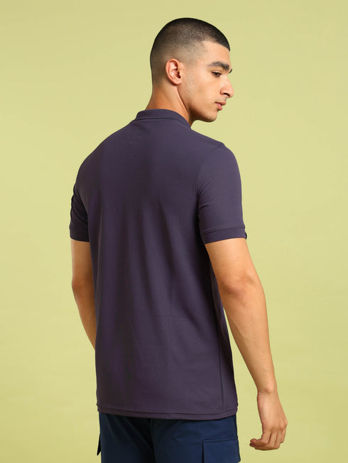 Men Solid Slim Fit Polo T-shirt with MATPIQ