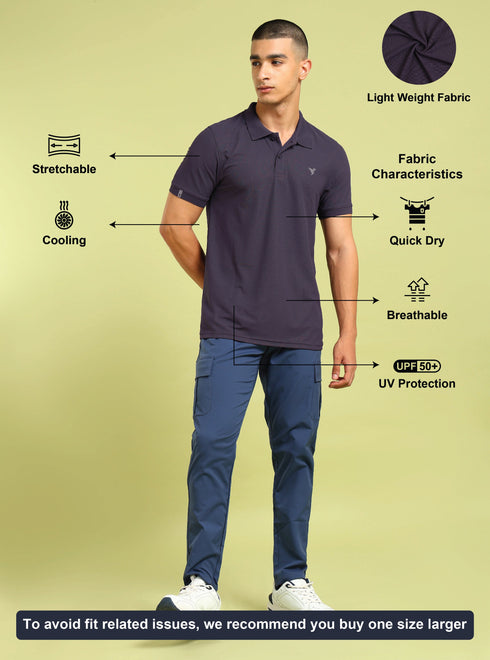 Men Solid Slim Fit Polo T-shirt with MATPIQ