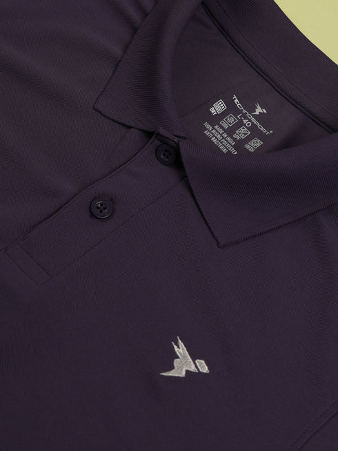 Men Solid Slim Fit Polo T-shirt with MATPIQ