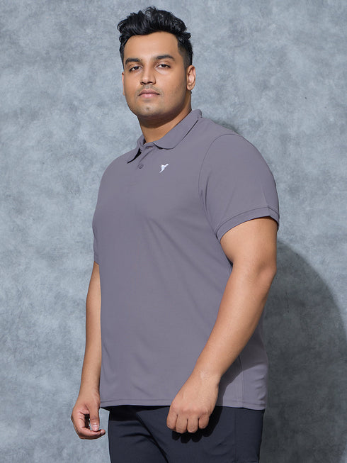 Men Plus Size Solid Polo T-shirt with MATPIQ