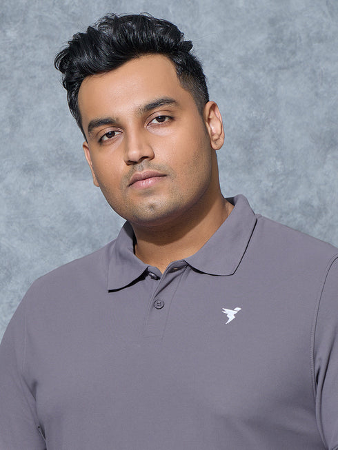 Men Plus Size Solid Polo T-shirt with MATPIQ