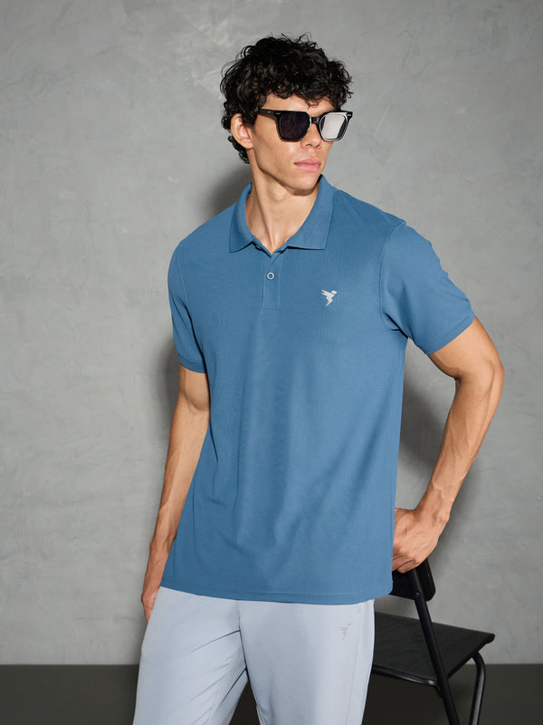 Men Solid Slim Fit Polo T-shirt with MATPIQ