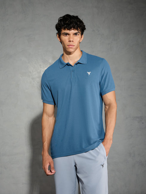 Men Solid Slim Fit Polo T-shirt with MATPIQ