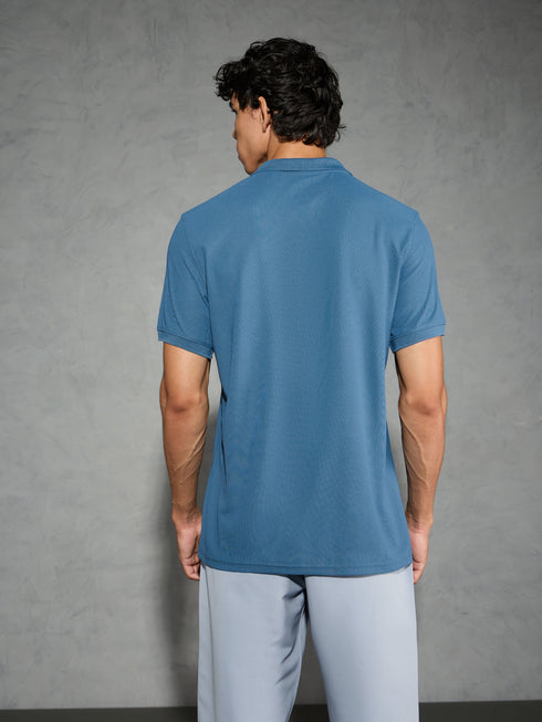 Men Solid Slim Fit Polo T-shirt with MATPIQ