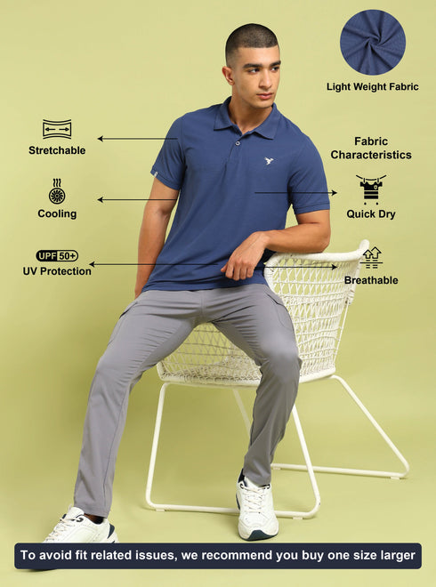 Men Solid Slim Fit Polo T-shirt with MATPIQ