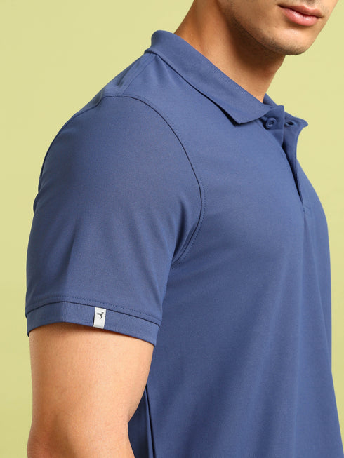 Men Solid Slim Fit Polo T-shirt with MATPIQ