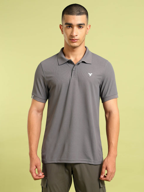 Men Solid Slim Fit Polo T-shirt with MATPIQ