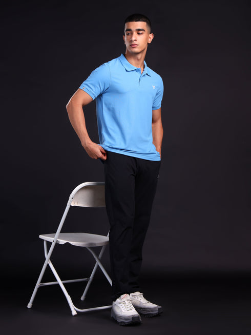 Men Solid Slim Fit Polo T-shirt with MATPIQ