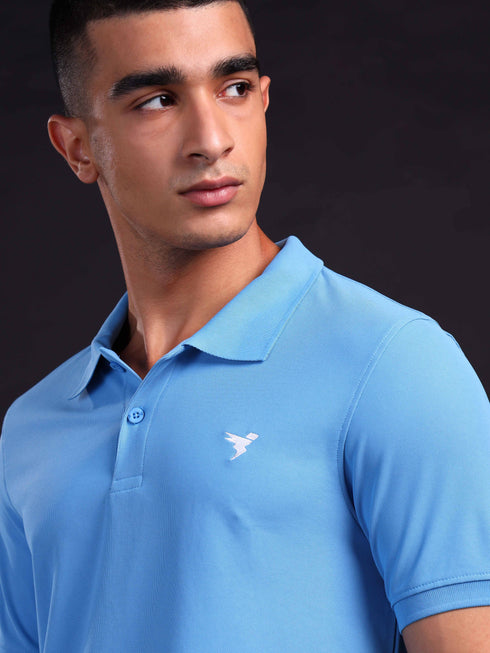Men Solid Slim Fit Polo T-shirt with MATPIQ