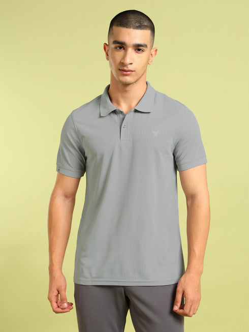 Men Solid Slim Fit Polo T-shirt with MATPIQ