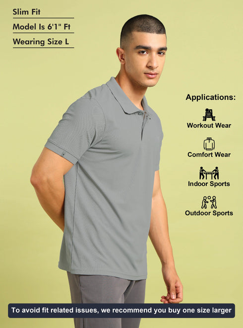 Men Solid Slim Fit Polo T-shirt with MATPIQ