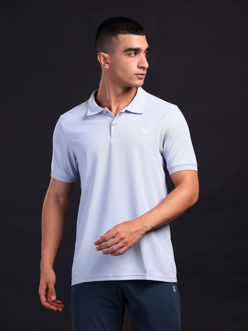 Men Solid Slim Fit Polo T-shirt with MATPIQ