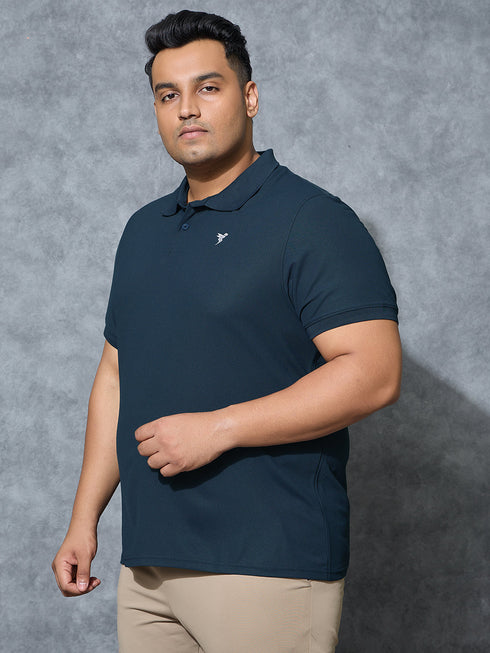 Men Plus Size Solid Polo T-shirt with MATPIQ