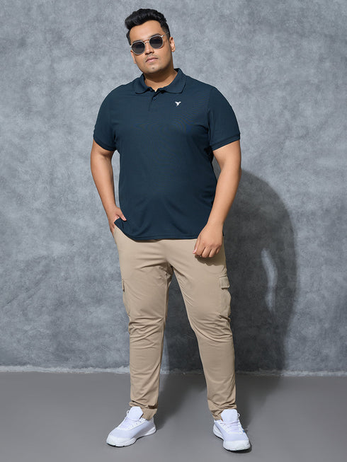 Men Plus Size Solid Polo T-shirt with MATPIQ