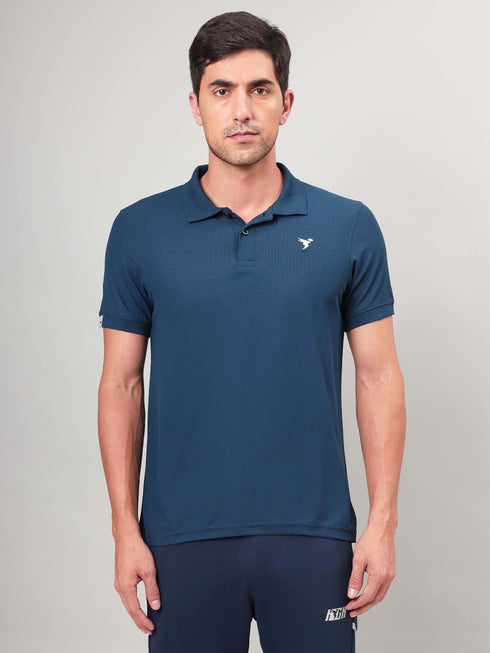 Men Solid Slim Fit Polo T-shirt with MATPIQ