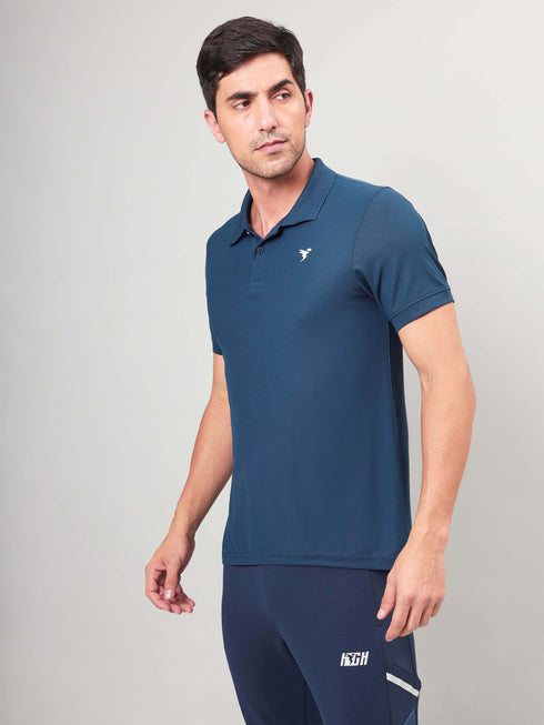 Men Solid Slim Fit Polo T-shirt with MATPIQ