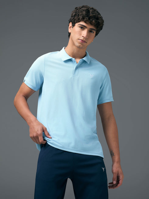 Men Solid Slim Fit Polo T-shirt with MATPIQ