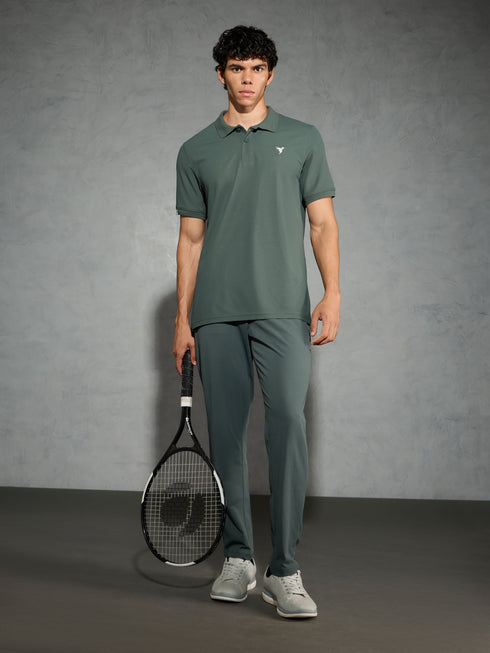 Men Solid Slim Fit Polo T-shirt with MATPIQ