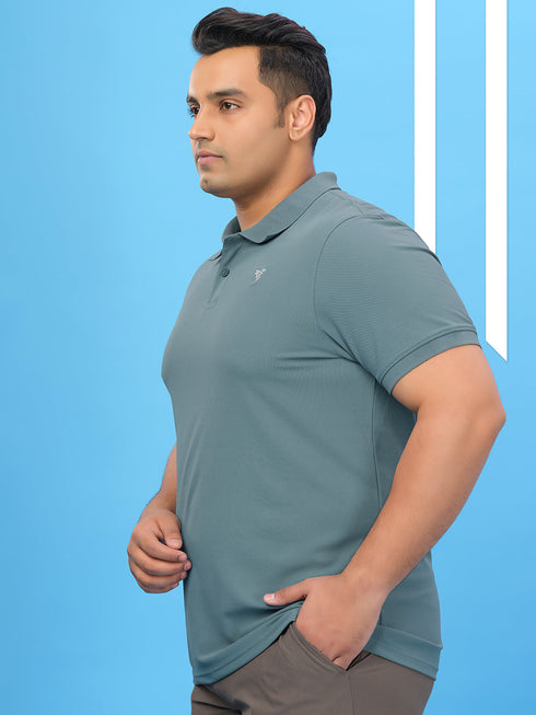 Men Plus Size Solid Polo T-shirt with MATPIQ