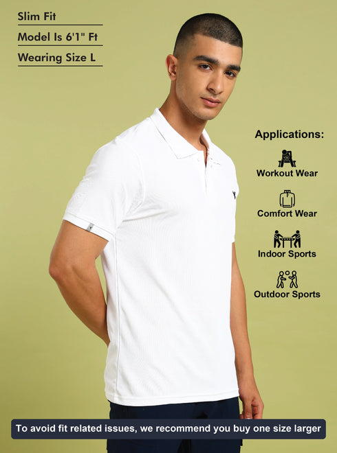 Men Solid Slim Fit Polo T-shirt with MATPIQ