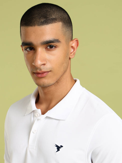 Men Solid Slim Fit Polo T-shirt with MATPIQ