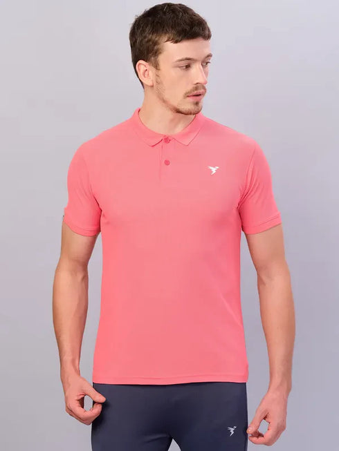 Men Solid Slim Fit Polo T-shirt with MATPIQ