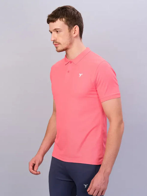 Men Solid Slim Fit Polo T-shirt with MATPIQ