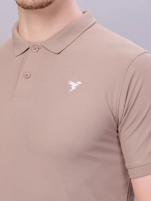 Men Solid Slim Fit Polo T-shirt with MATPIQ