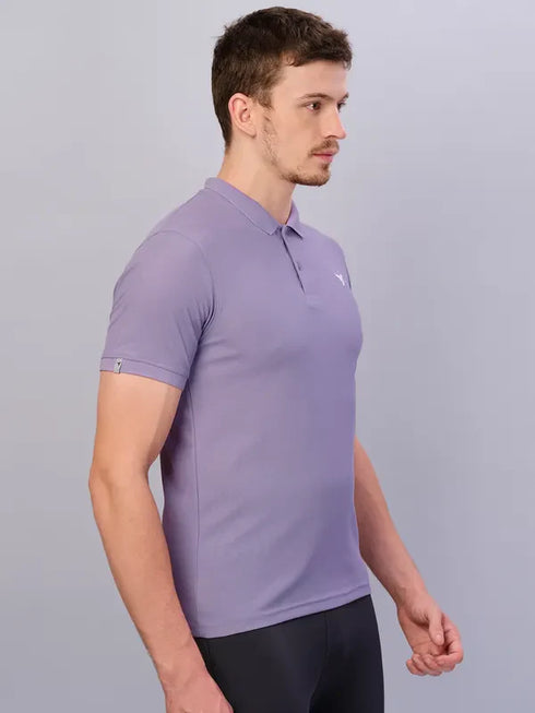 Men Solid Slim Fit Polo T-shirt with MATPIQ