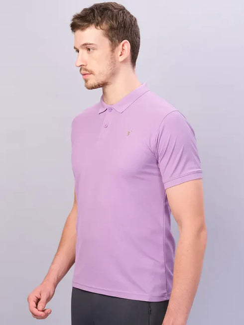 Men Solid Slim Fit Polo T-shirt with MATPIQ