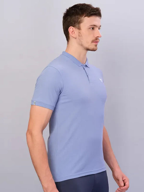 Men Solid Slim Fit Polo T-shirt with MATPIQ