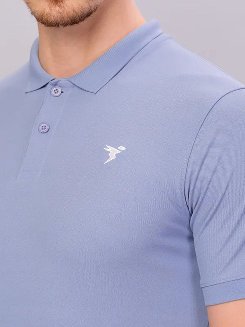 Men Solid Slim Fit Polo T-shirt with MATPIQ