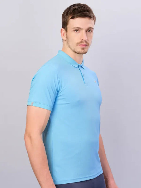 Men Solid Slim Fit Polo T-shirt with MATPIQ