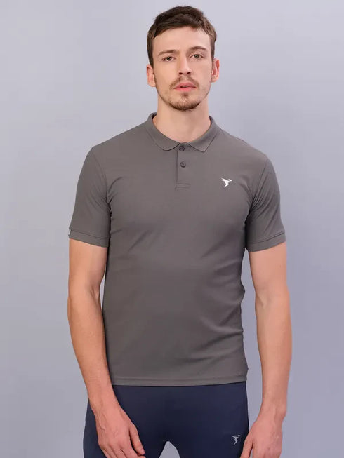 Men Solid Slim Fit Polo T-shirt with MATPIQ