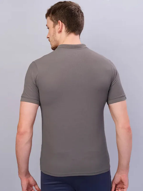 Men Solid Slim Fit Polo T-shirt with MATPIQ