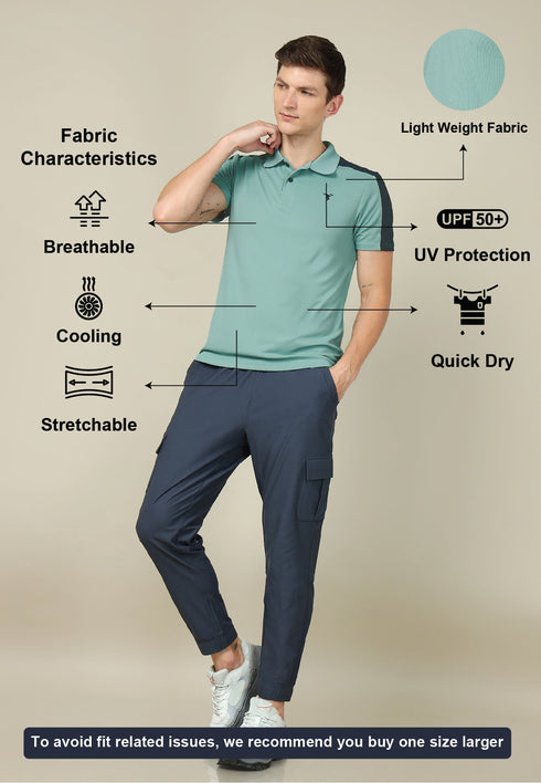 Men Colorblock Relax Fit Polo T-shirt with TECHNO COOL+